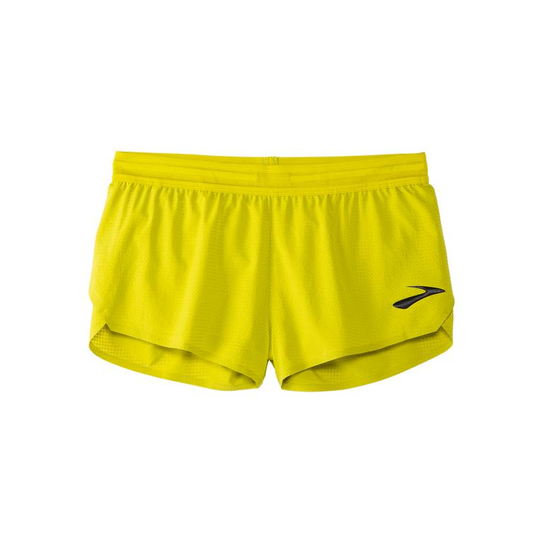 Brooks ELITE 2 SPLIT Running Shorts Womens Sale - GreenYellow/Acid Lime/Nightlife (SYQ315860)